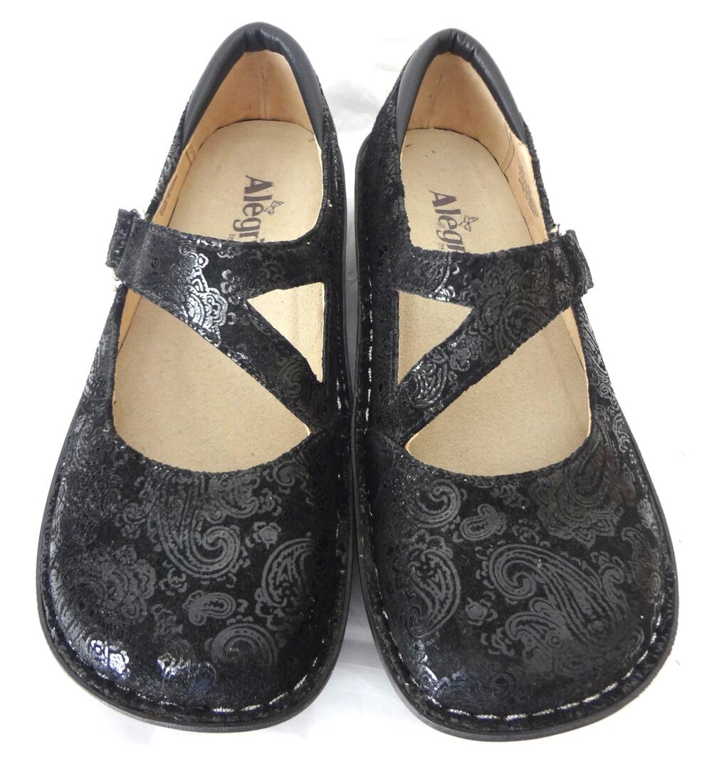NEW Alegria Jil 561 Black Paisley Womens 38 8 / 8.5 Leather Mary Jane Clog